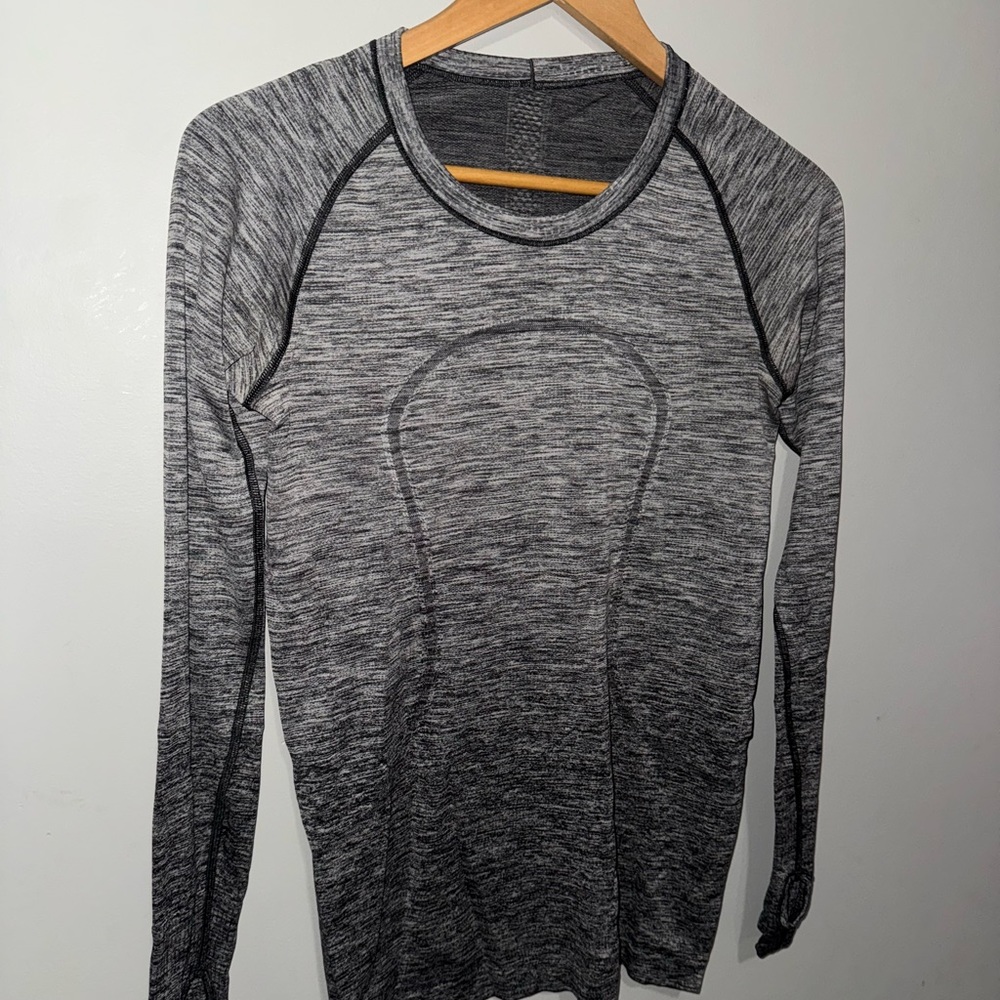 Gray Long Sleeve Athletic Top